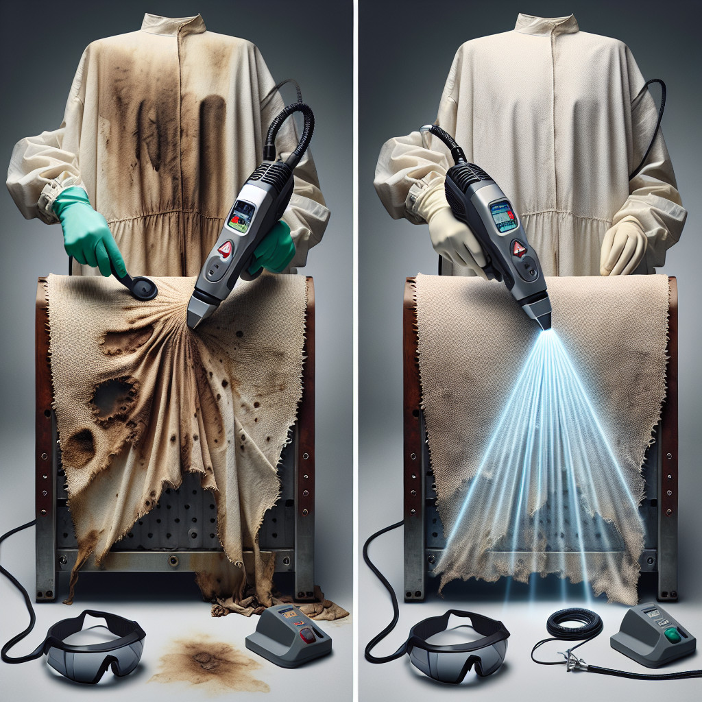 Laser cleaning for removing dirt and stains from textiles